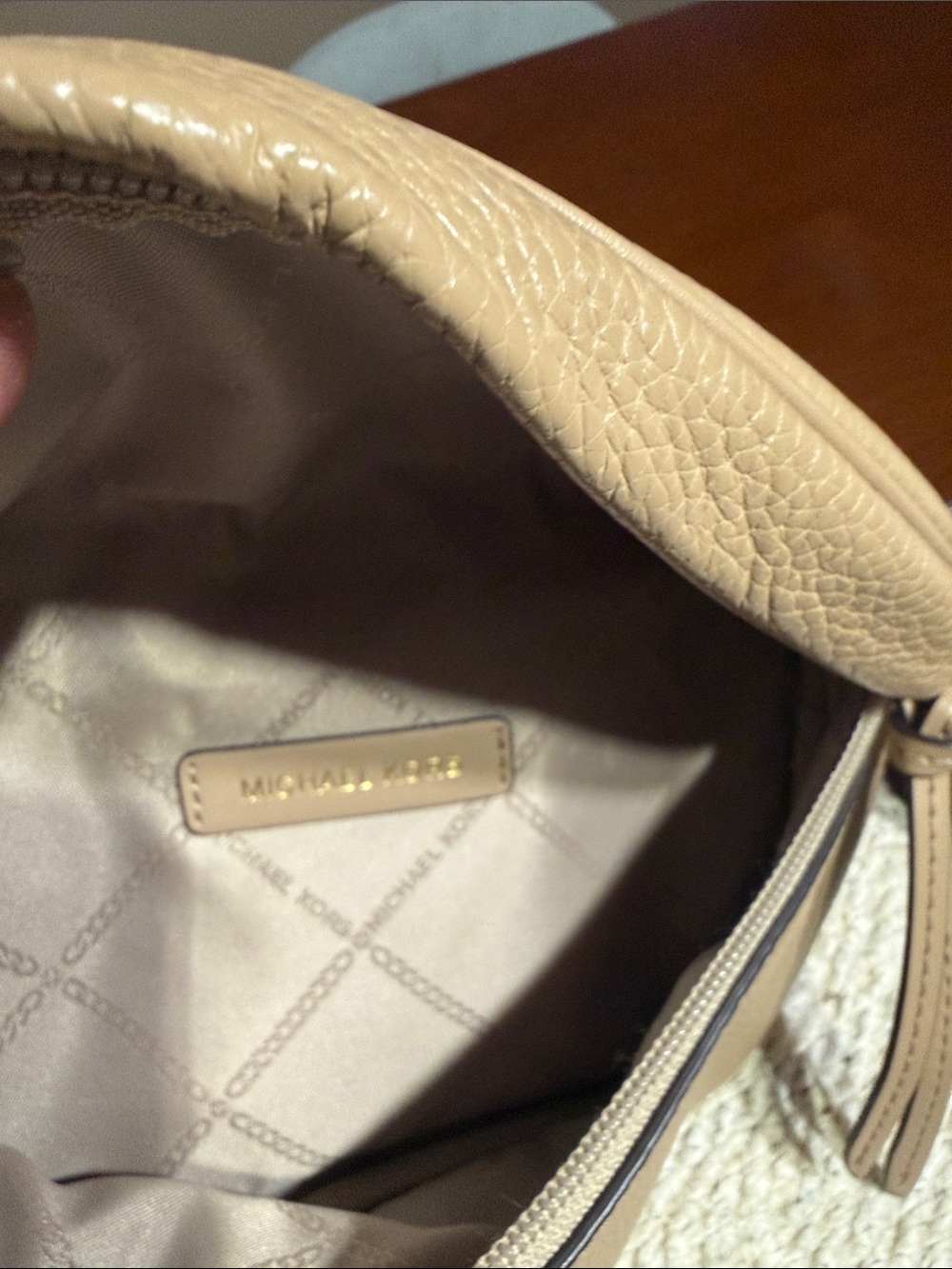 Michael Kors Beige/Tan Pebbled Leather Crossbody Belt Bag - Picture 7 of 9